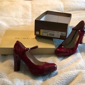 Sexy red velvet and shiny heels